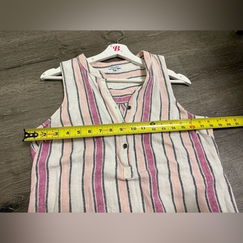 Splendid Picnic Stripe Pink Midi Linen Blend Dress Small Cottagecore Beach Boho - Picture 11 of 12